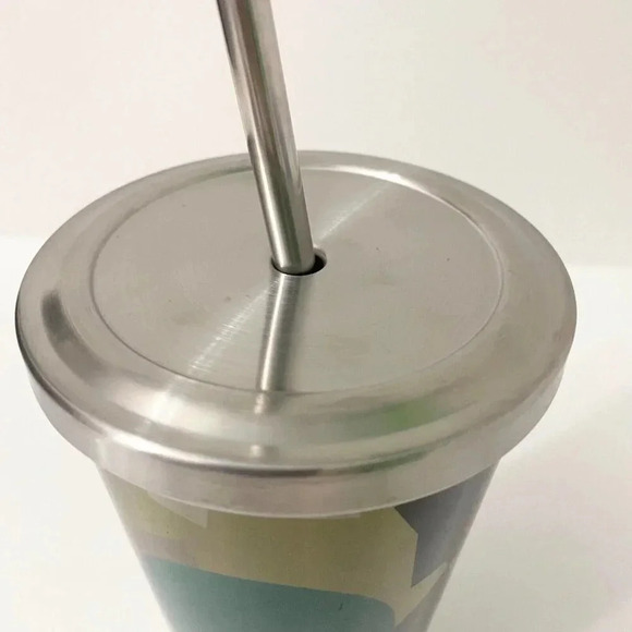 Starbucks 2014 Stainless Steel 16oz Camo Tumbler Cup With Stainless Steel Straw - Picture 14 of 16